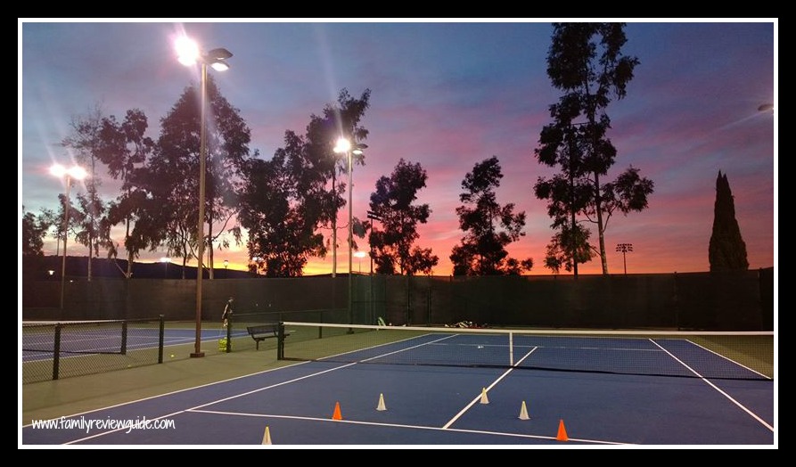 tennis court sunset