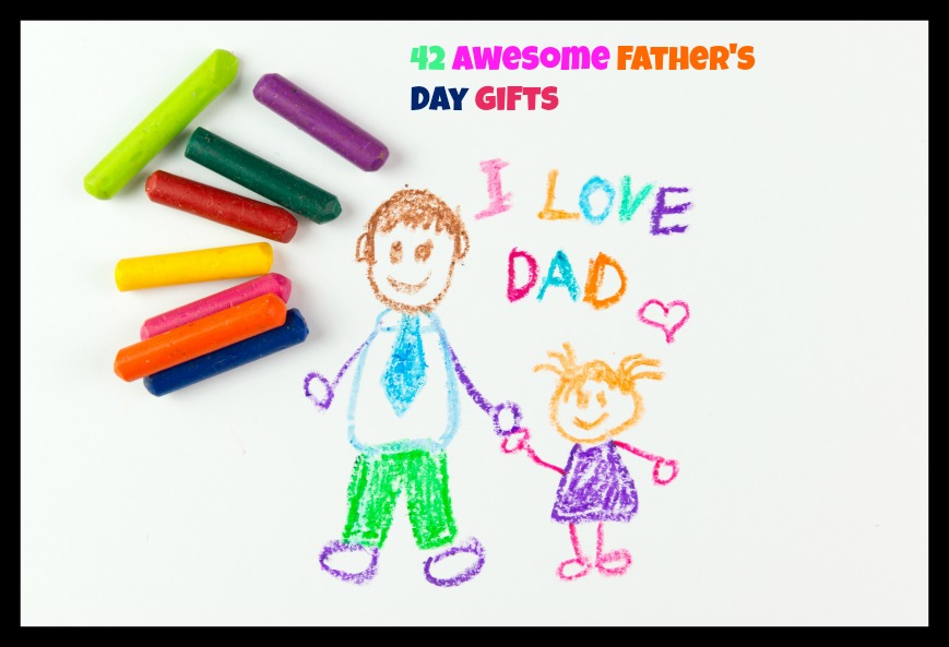 Child's drawing of happy father's day using crayon