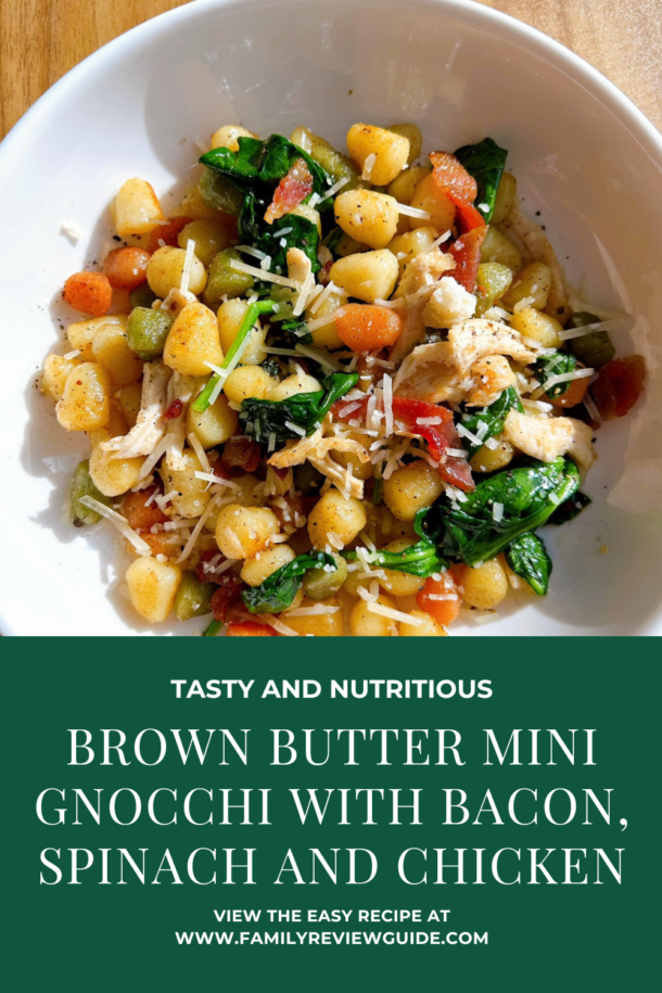 Brown Butter Mini Gnocchi with bacon, spinach and chicken Family